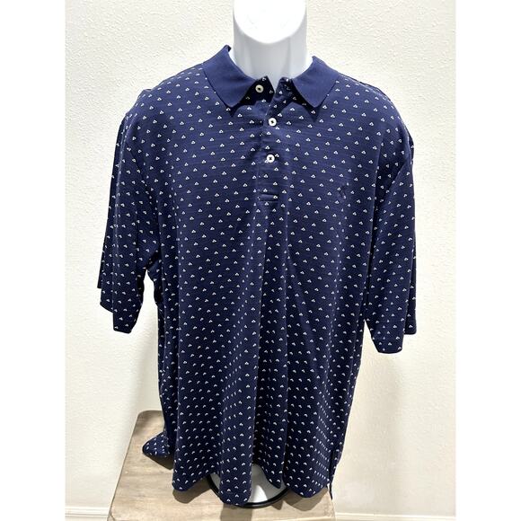 Polo Golf Ralph Lauren Vintage Navy Blue & White Triangle Print Polo Size XL B49 - Picture 1 of 7